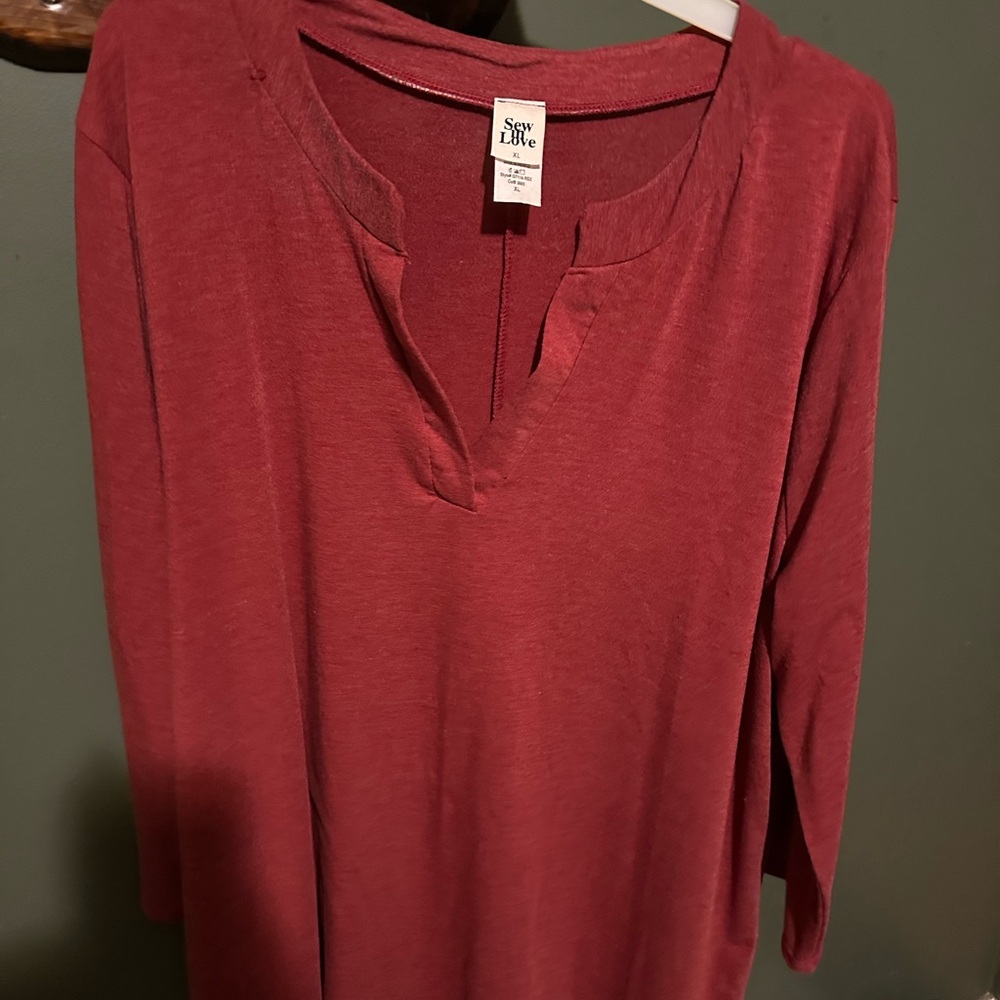 Sew In Love Women's Deep Red Long Sleeve Top